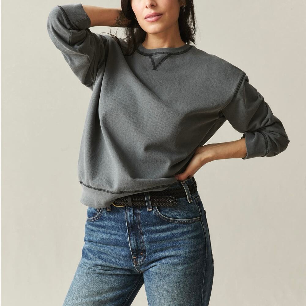 NWOT American Giant Women's Relaxed French Terry Crew Charcoal Gray Size Large